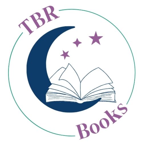 TBR Books logo: an open book rests on the bottom of a crescent moon, and three stars emerge from above the pages. The moon, book, and stars are encircled by a thin line broken by TBR on the top left and Books on the bottom right.