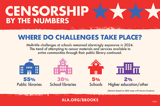 Censorship by the numbers: Where do challenges take place?