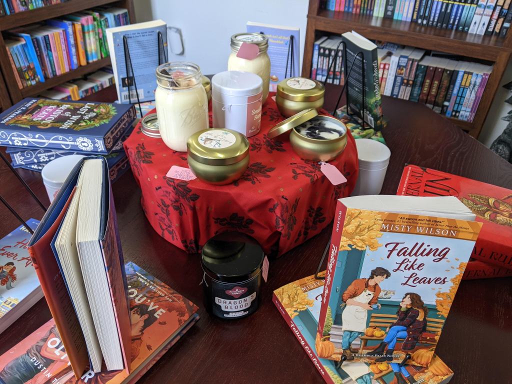 Pretty Okay Candles Display on the table in the Fantasy and Romance Room