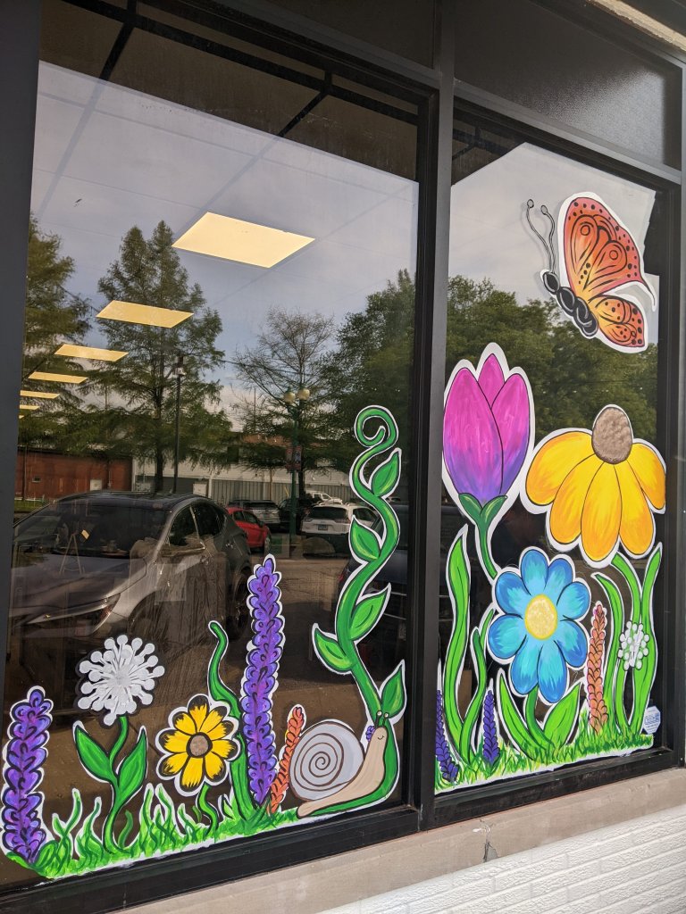 Floral window mural