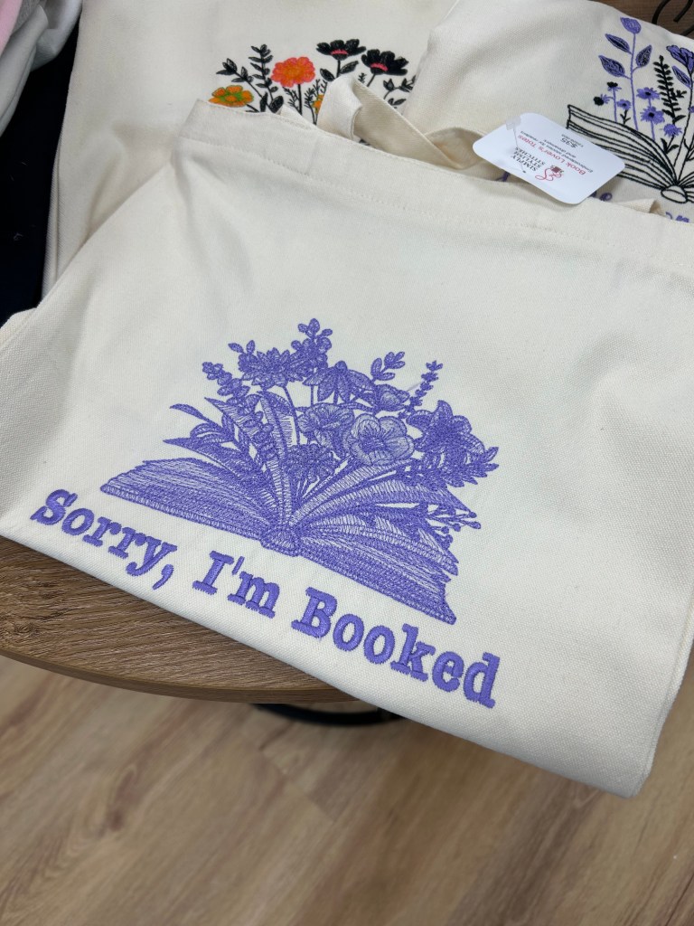 Simply Stylish Stitches display embroidered tote bag